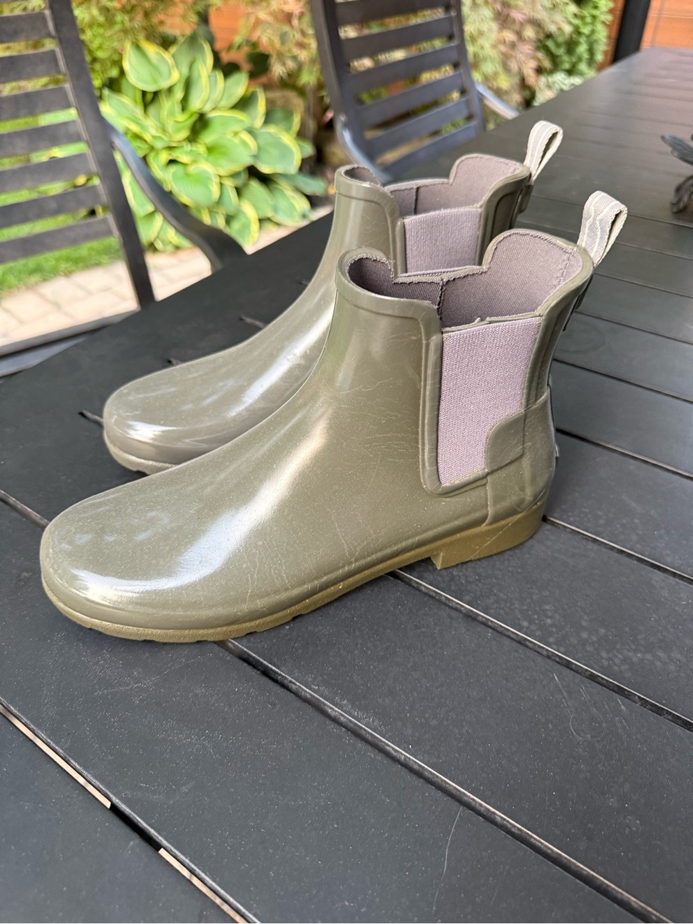 Hunter Olive Green Chelsea Refined Boots